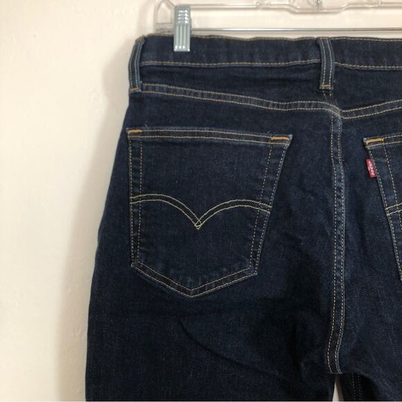 Levi's Men's Dark Blue Denim Slim Fit Casual Straight Leg Jeans Jean Pants - Picture 6 of 9